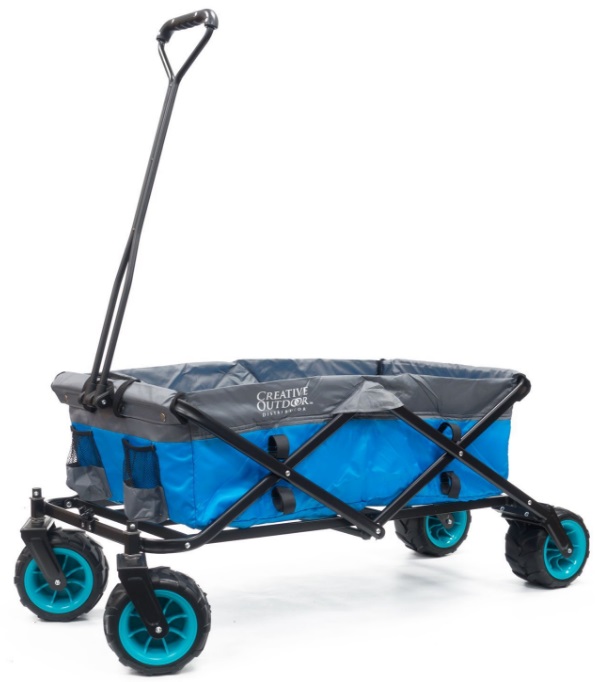 Creative-Outdoor-Distributor-All-Terrain-Folding-Wagon-(Blue-Grey)-Multipurpose-Cart-for-Gardening-Camping-Beach-Trips-and-Travelling