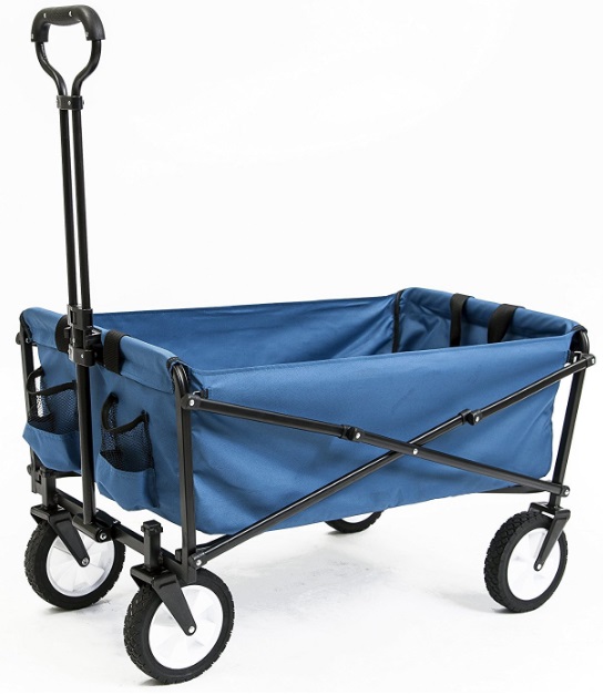 Seina-Collapsible-Folding-Utility-Wagon-Garden-Cart-Shopping-Beach-Outdoors-Blue
